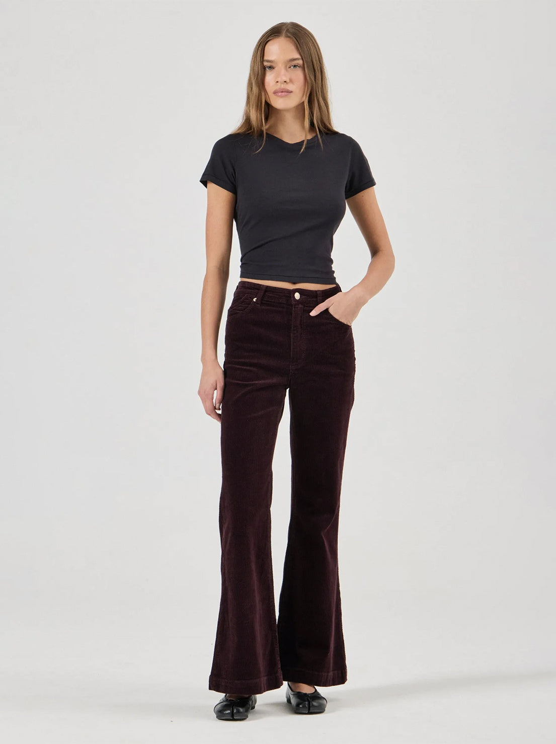 Rolla's - Eastcoast Flare Jean - Dark Cherry Cord