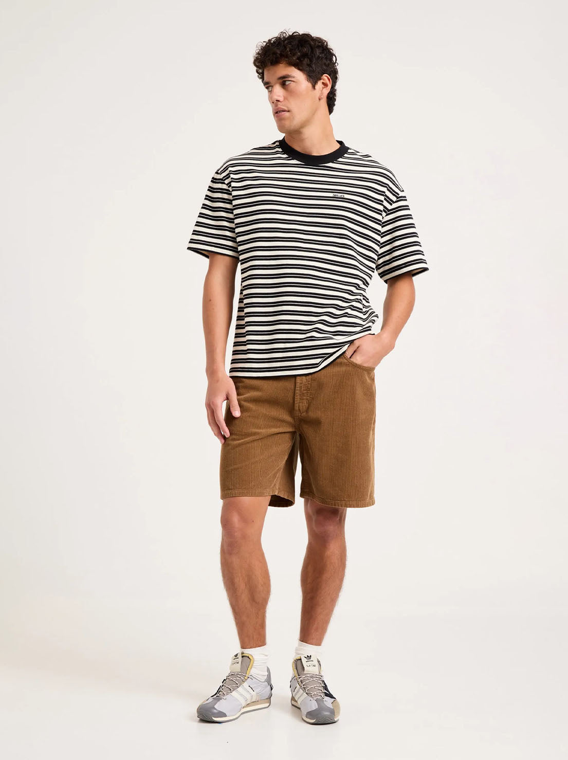 Rolla's - Emblem Stripe Tee - Black & White Stripe