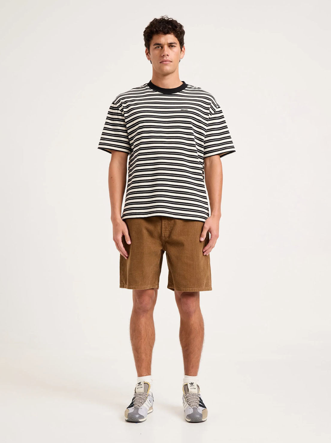Rolla's - Emblem Stripe Tee - Black & White Stripe