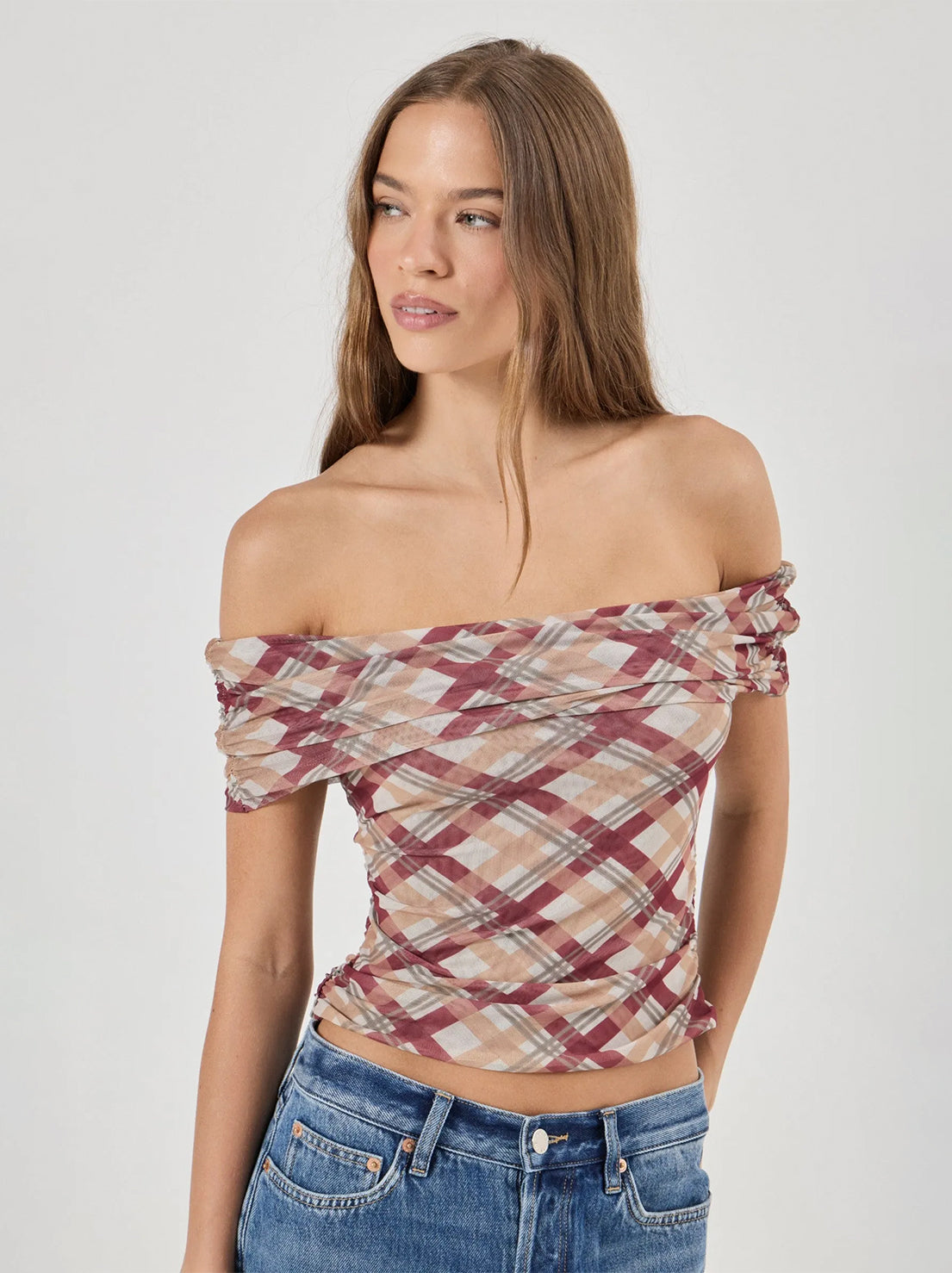 Rolla's - Field Lines Cold Shoulder Top - Dark Cherry