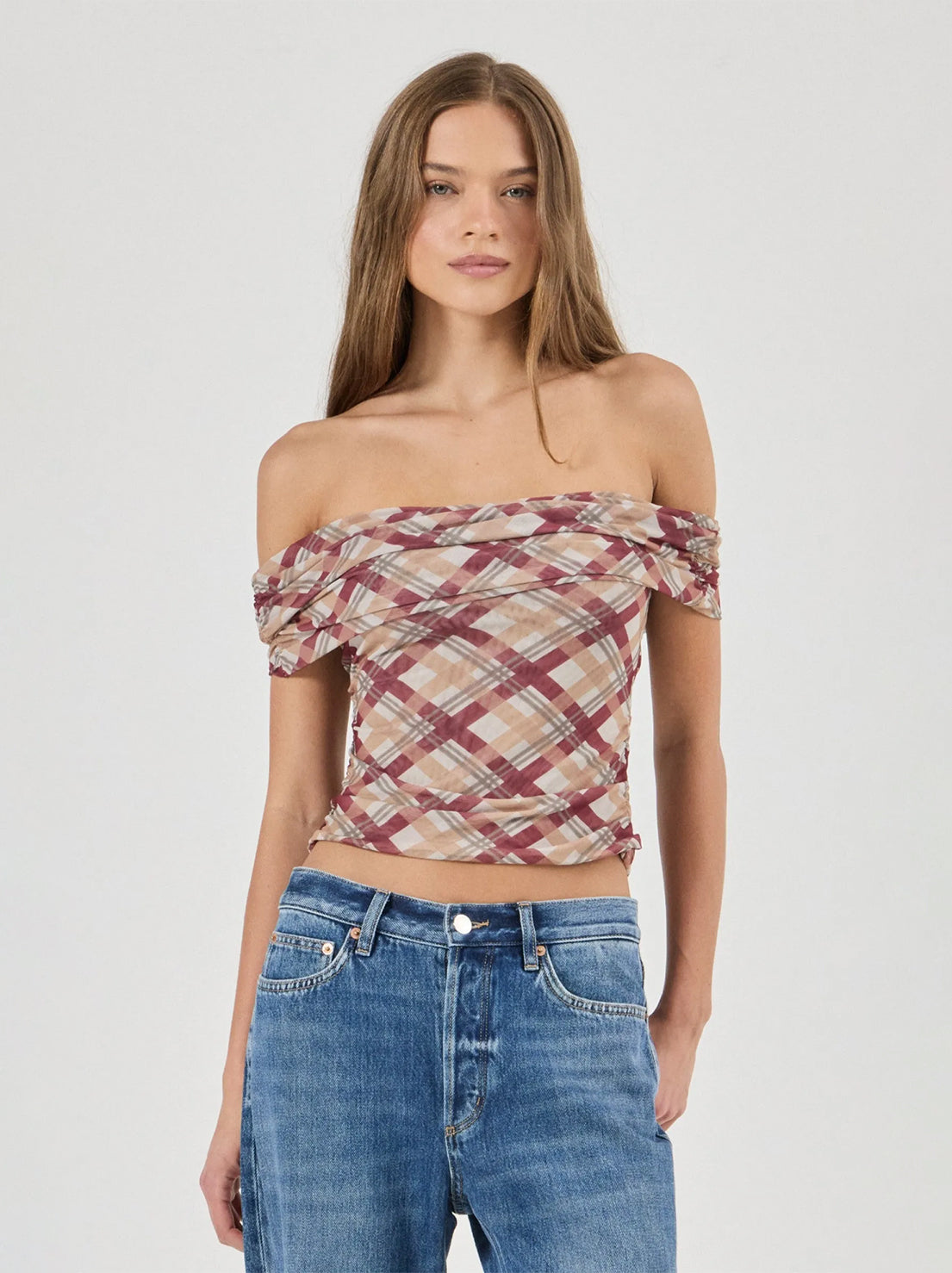 Rolla's - Field Lines Cold Shoulder Top - Dark Cherry