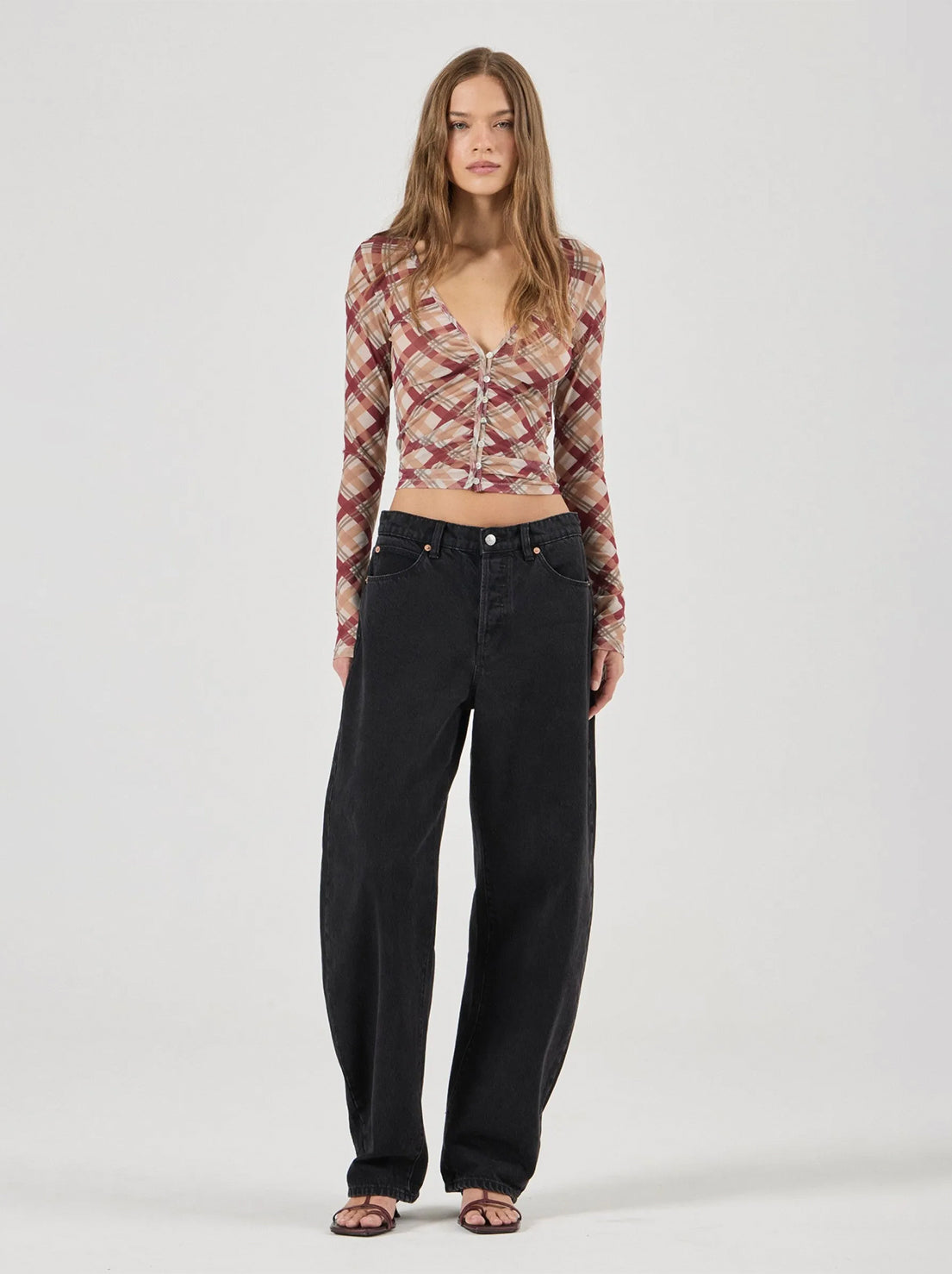 Rolla's - Field Lines Long Sleeve Top - Dark Cherry