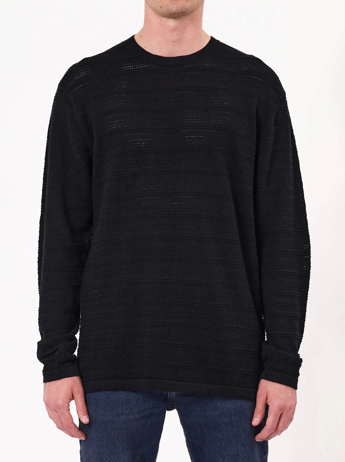 Rolla's - Geo Knit Long Sleeve Tee - Black