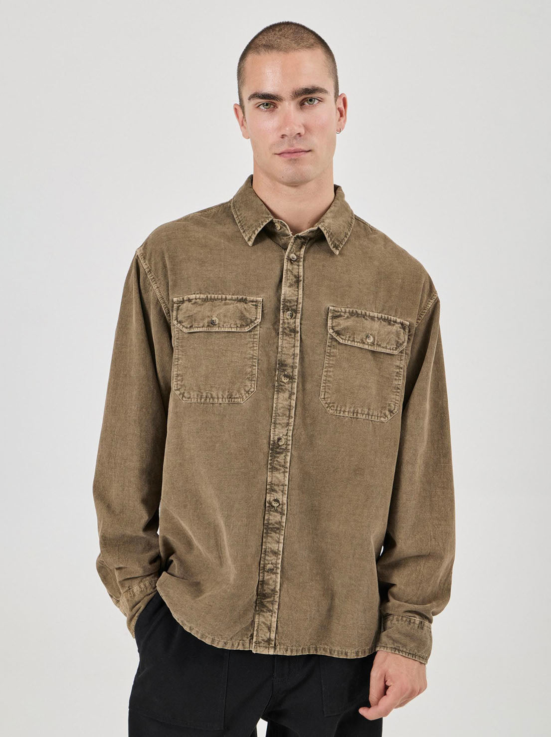 Rolla's - Grid Cord LS Shirt - Caramel