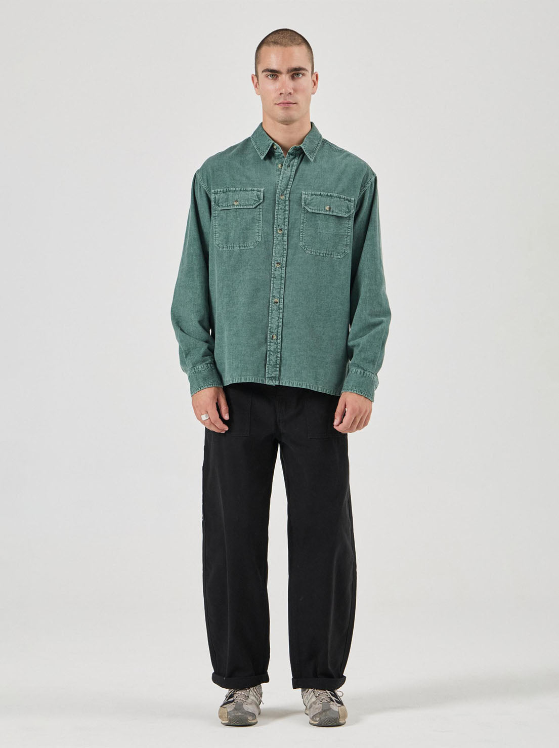 Rolla's - Grid Cord LS Shirt - Pine