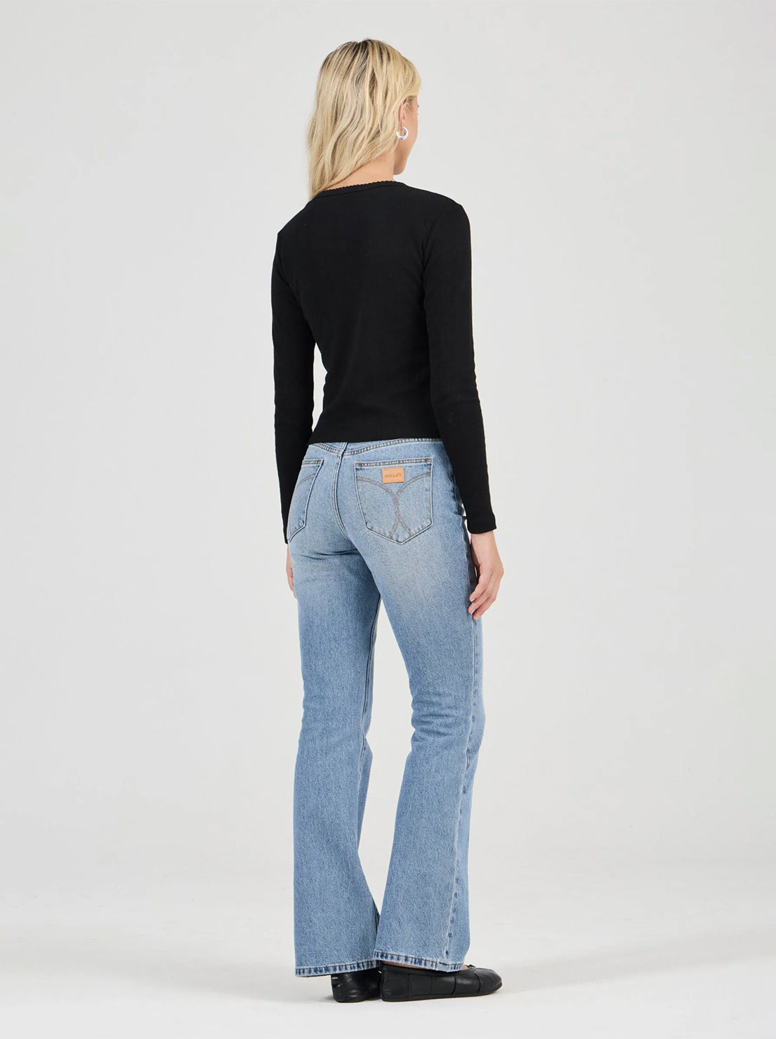 Rolla's - Pointelle Classic Long Sleeve Top - Black