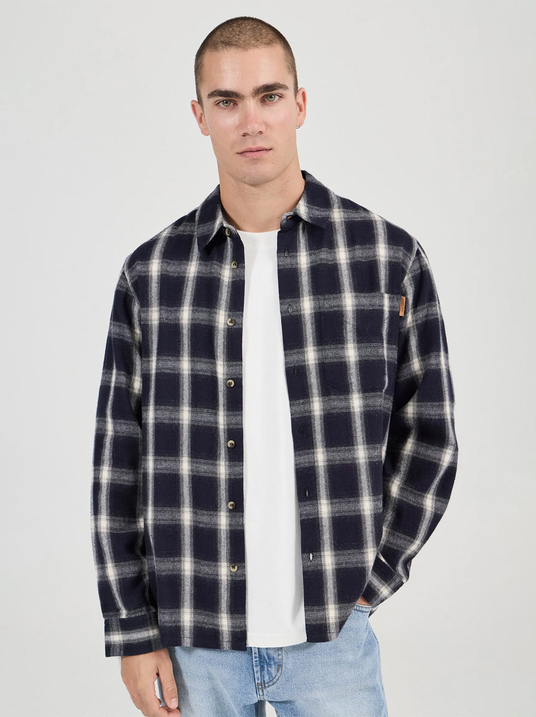 Rolla's - Prep Flannel Check Long Sleeve Shirt - Ink Blue