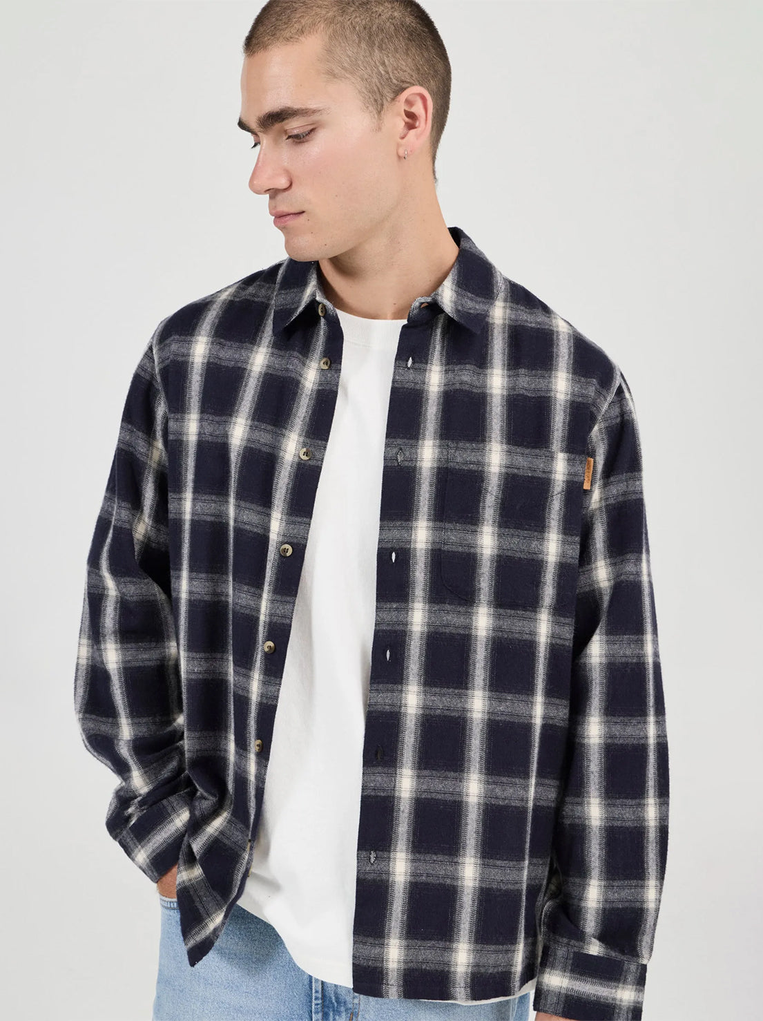 Rolla's - Prep Flannel Check Long Sleeve Shirt - Ink Blue