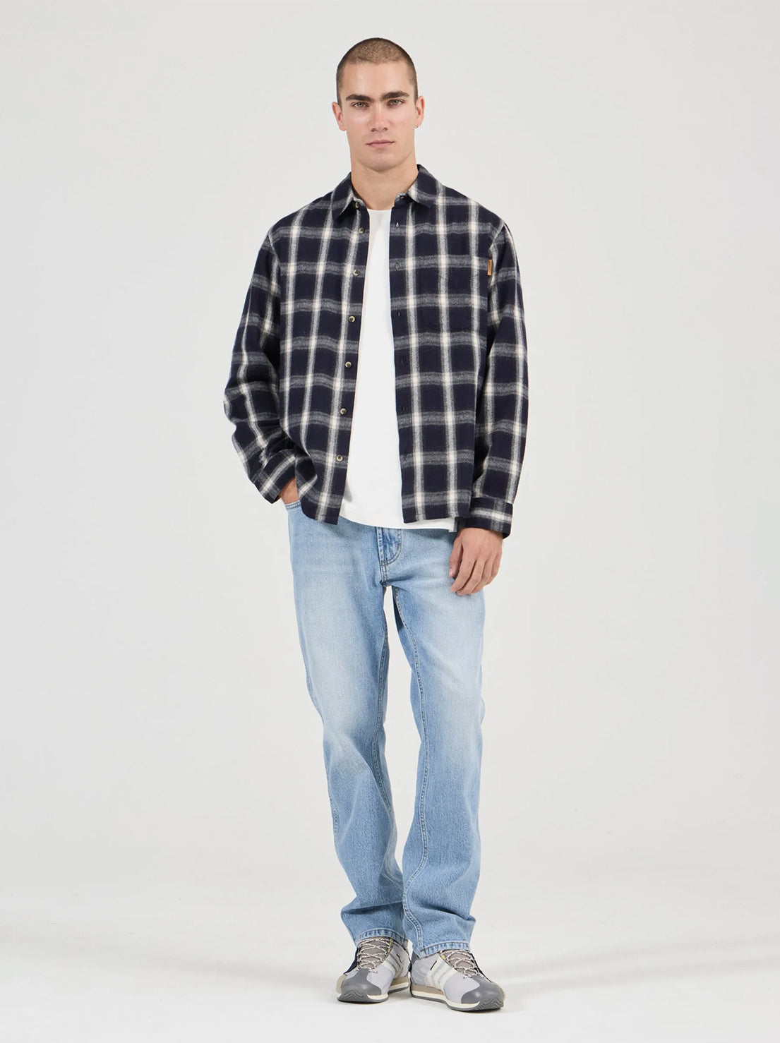 Rolla's - Prep Flannel Check Long Sleeve Shirt - Ink Blue