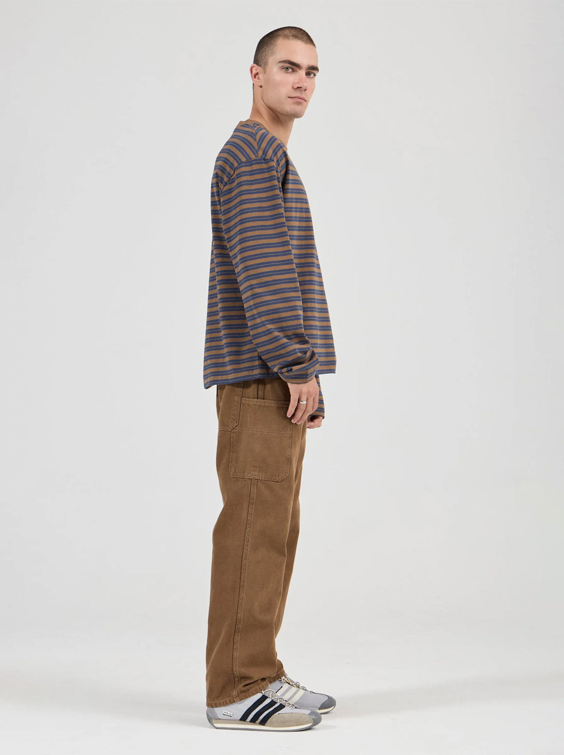 Rolla's - Stripe LS Tee - Tan/Navy