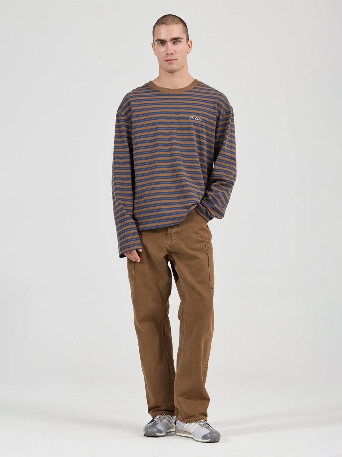 Rolla's - Stripe LS Tee - Tan/Navy