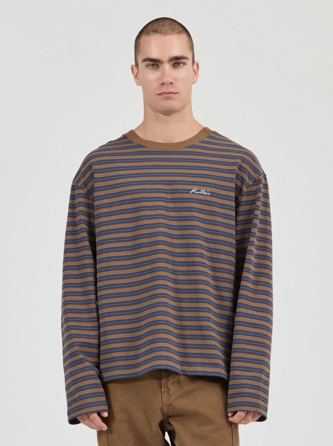 Rolla's - Stripe LS Tee - Tan/Navy