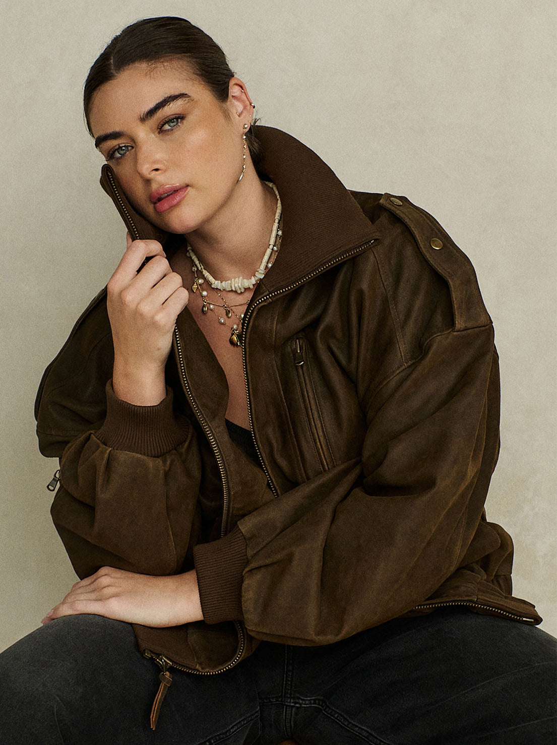 Spell - Fontaine Leather Bomber Jacket - Vintage Brown