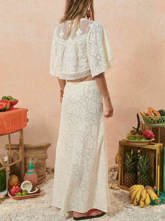 Spell - Free Love Lace Bias Skirt - Vintage Cream