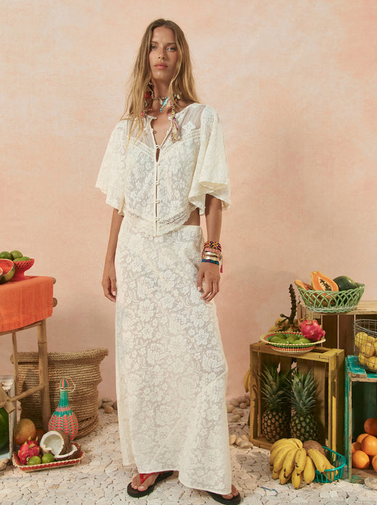 Spell - Free Love Lace Bias Skirt - Vintage Cream