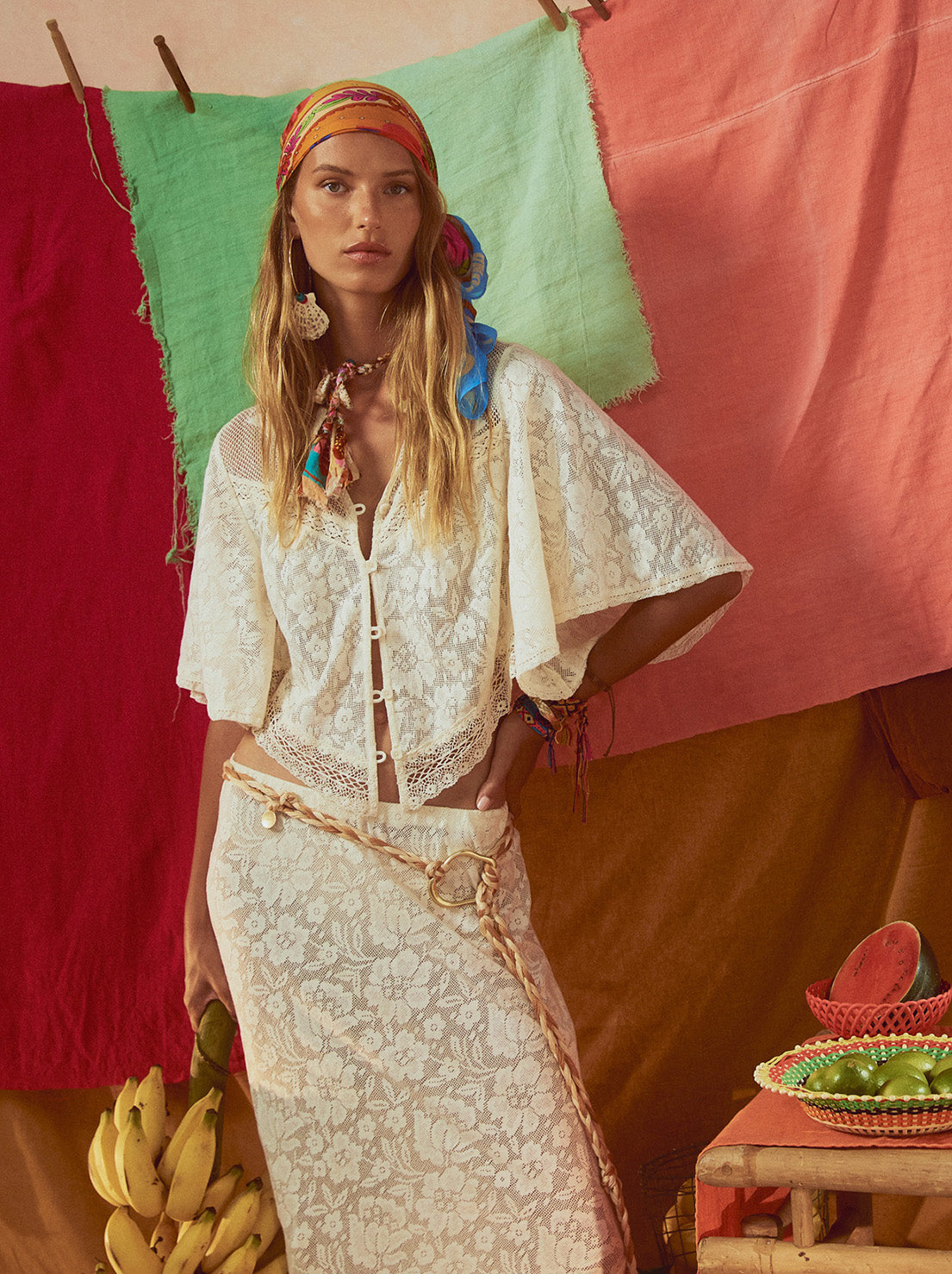 Spell - Free Love Lace Bias Skirt - Vintage Cream