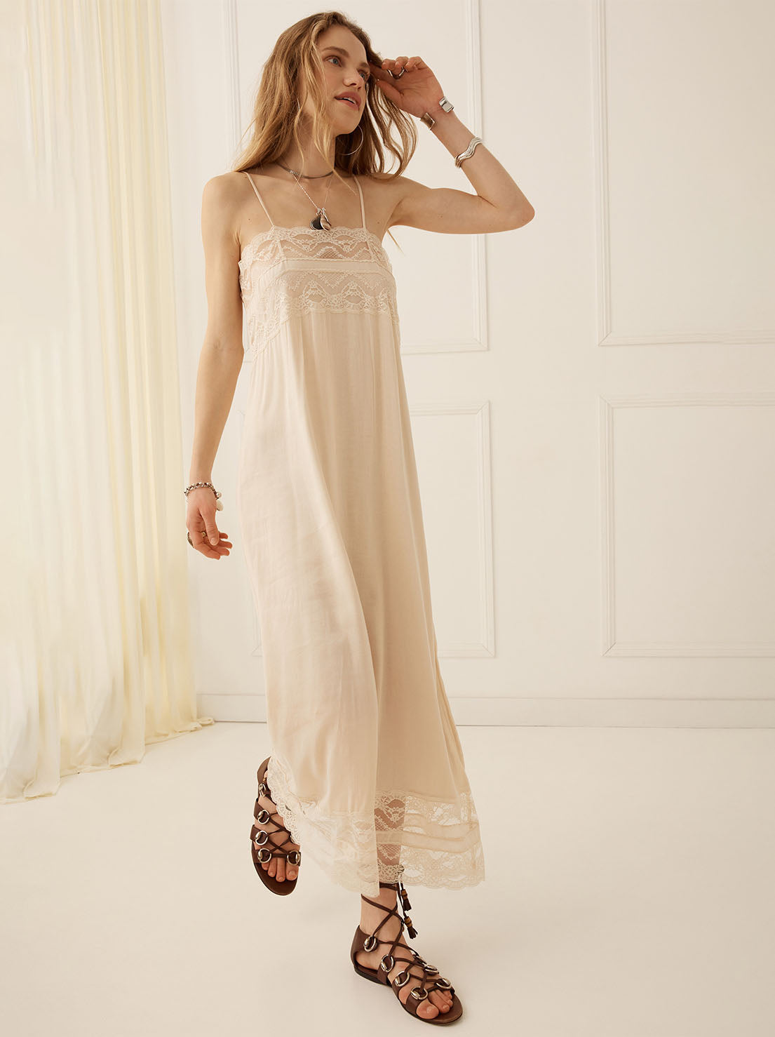 Spell - Mila Lace Midi Dress - Vintage Cream