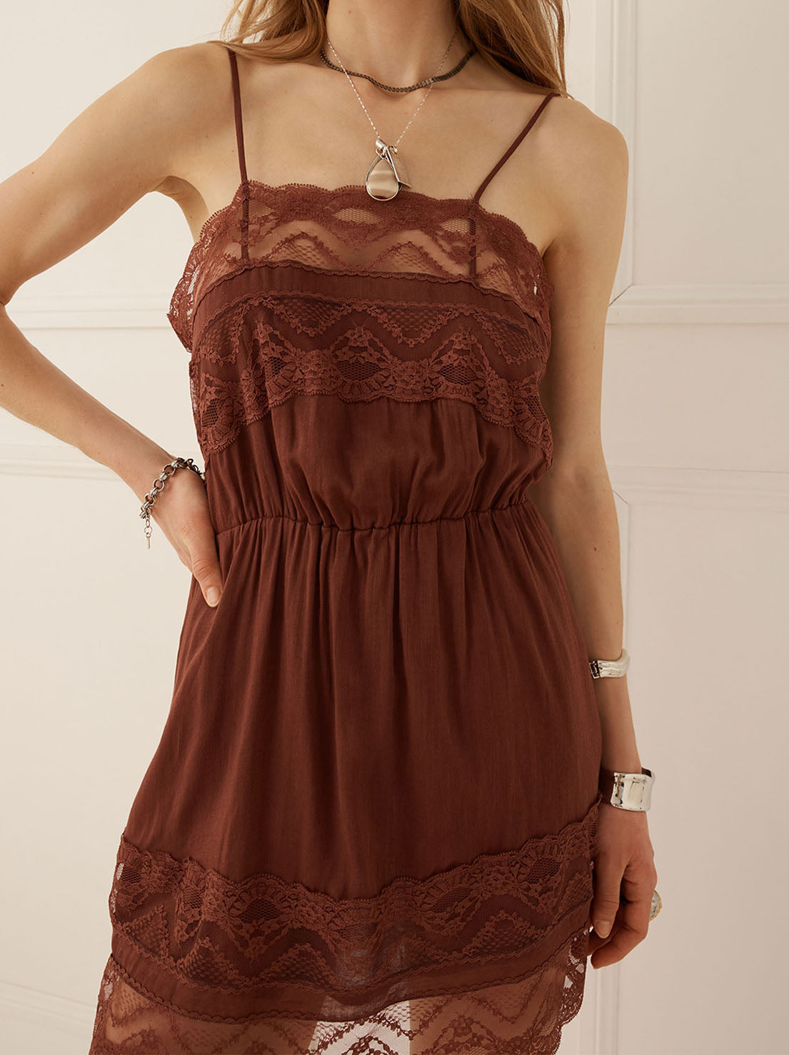 Spell - Mila Lace Mini Dress - Fudge