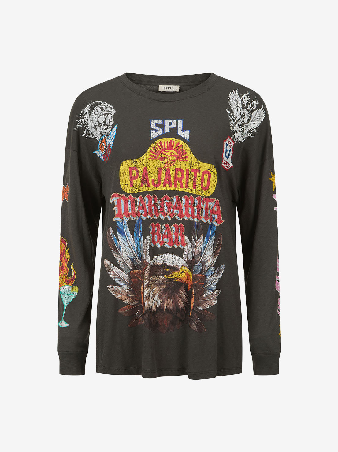 Spell - Pajarito Long Sleeve Tee - Charcoal Grey