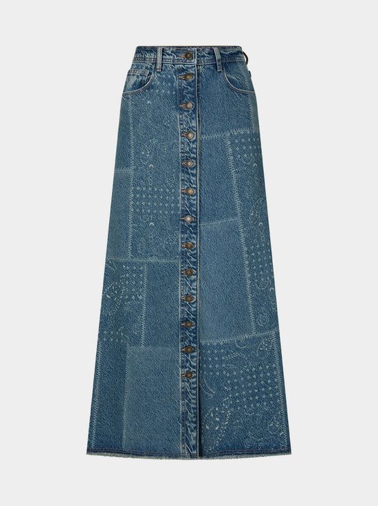 Spell - Road Trip Denim Maxi Skirt - Bandana