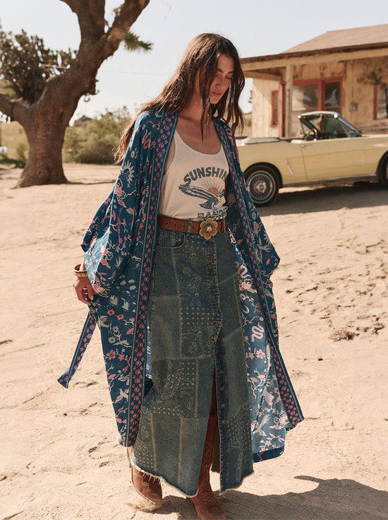 Spell - Road Trip Denim Maxi Skirt - Bandana