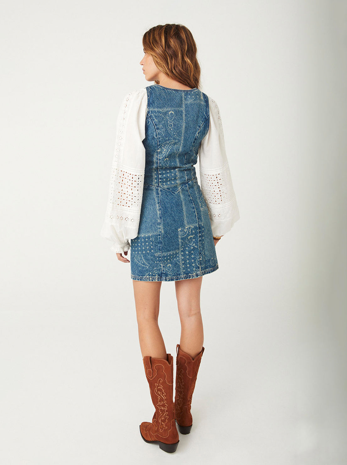 Spell - Road Trip Denim Vest Dress - Bandana