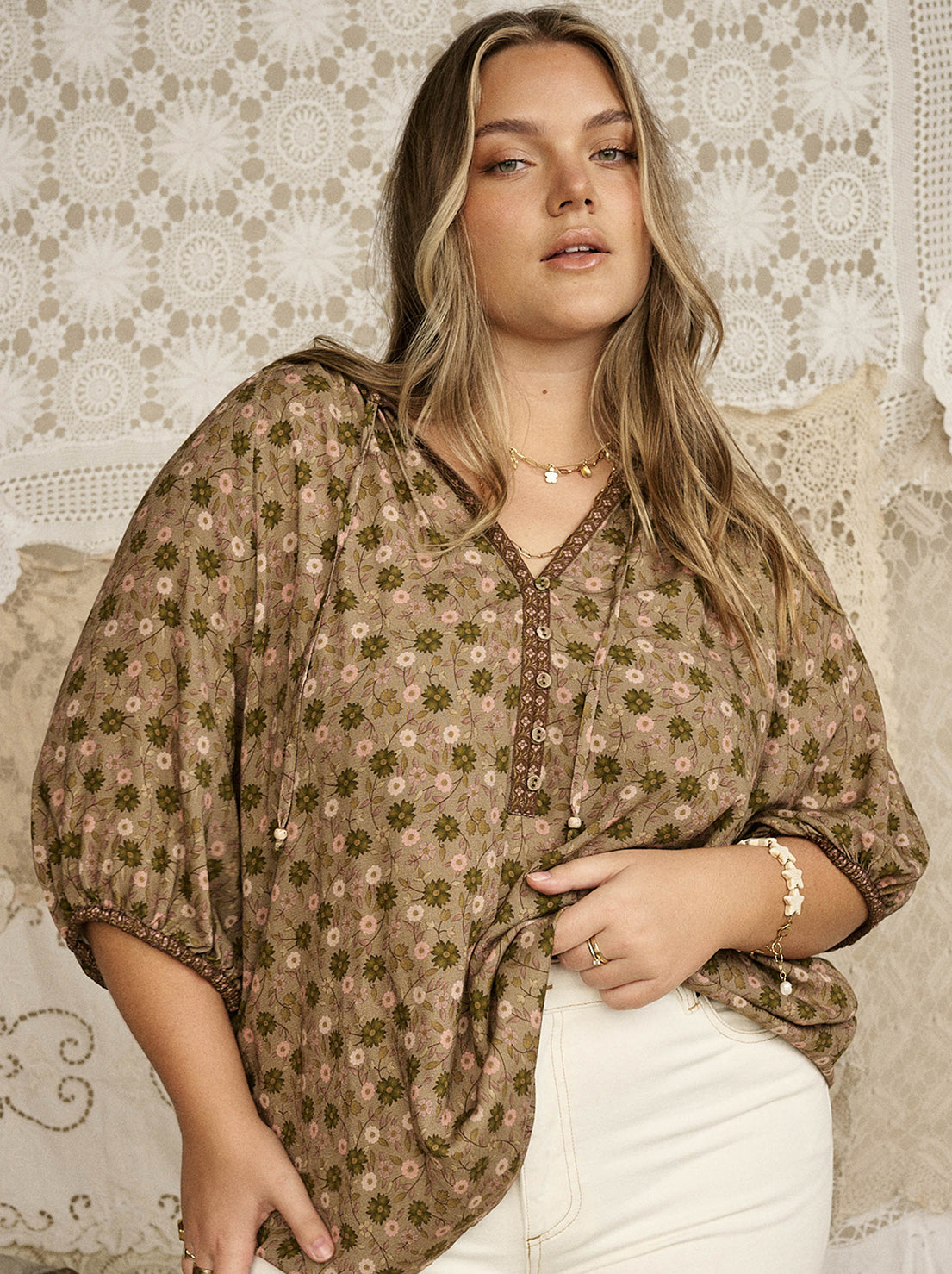 Spell - Swan Lake Short Sleeve Blouse - Sage