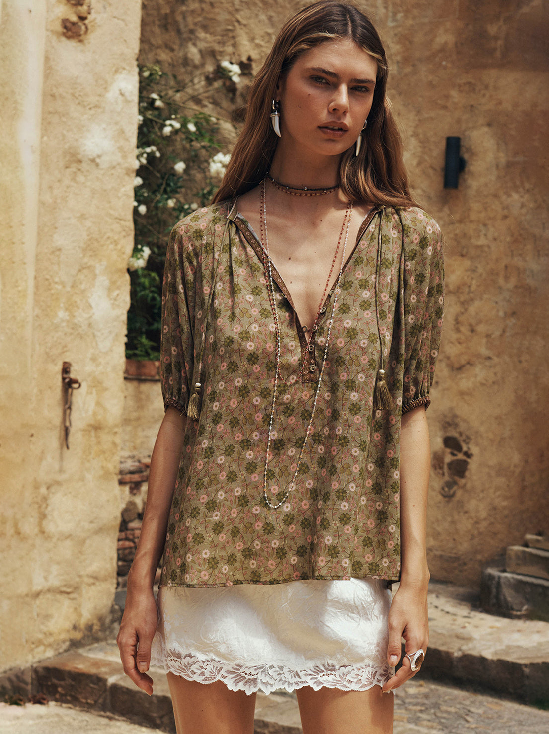 Spell - Swan Lake Short Sleeve Blouse - Sage