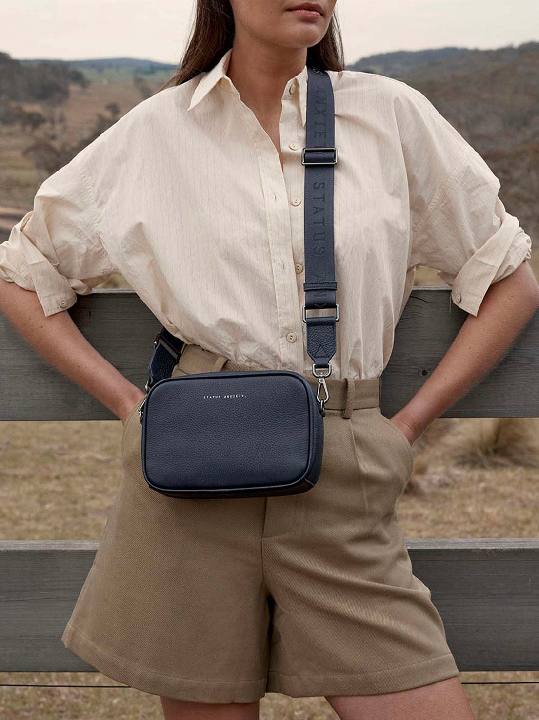 Status Anxiety - Plunder Bag With Webbed Strap - Midnight Blue