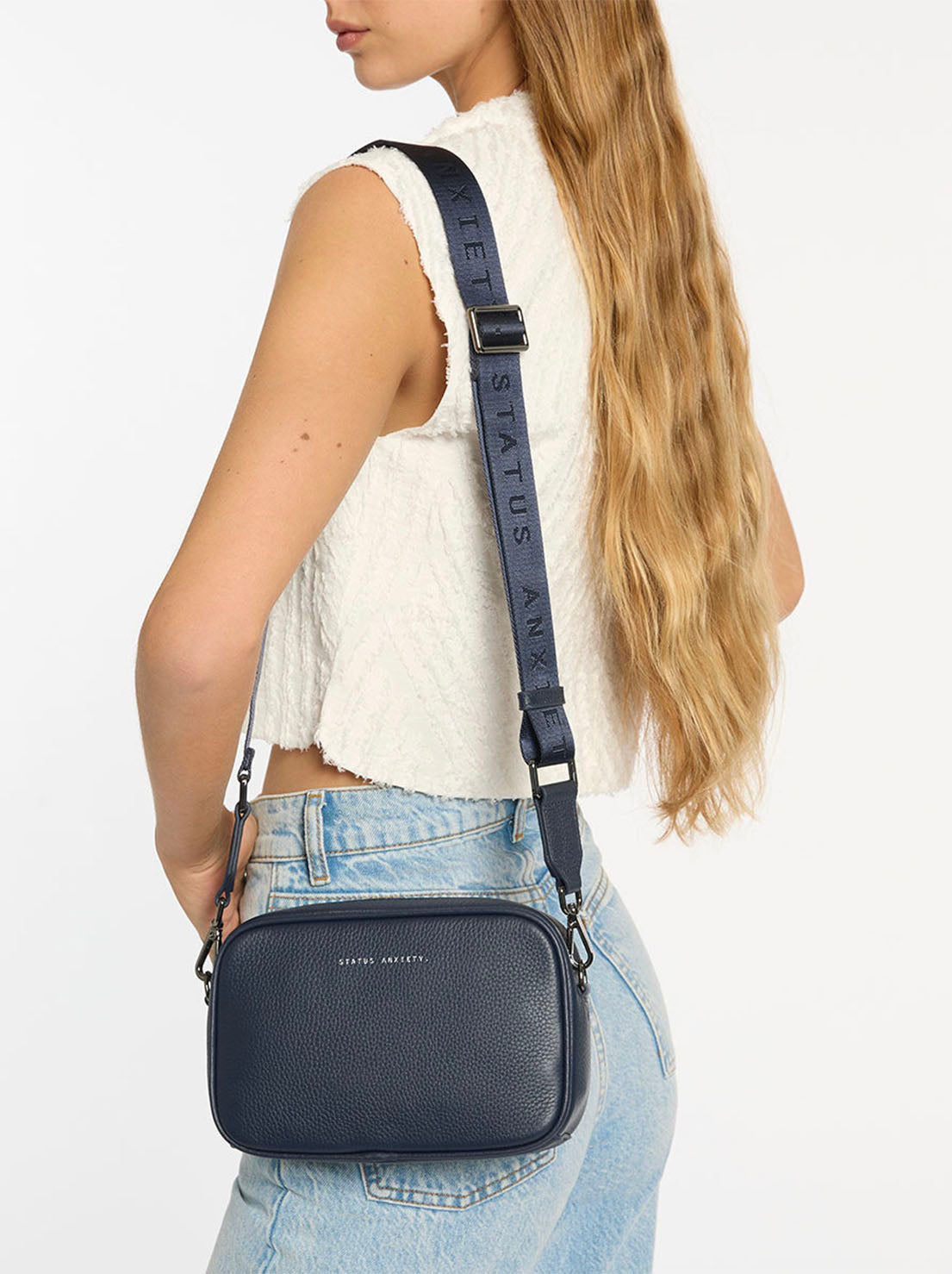 Status Anxiety - Plunder Bag With Webbed Strap - Midnight Blue