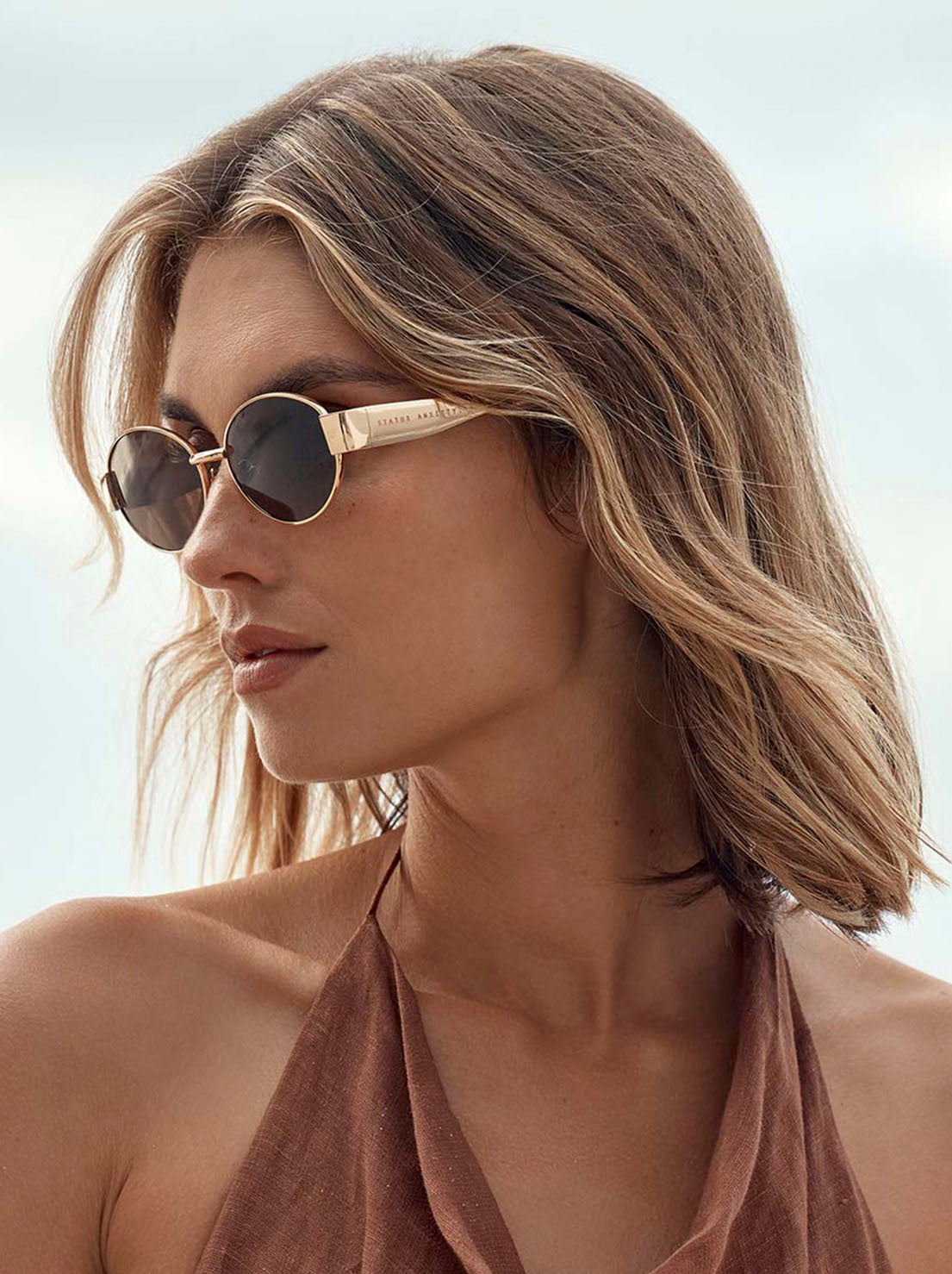 Status Anxiety - Spherical Sunglasses - Gold