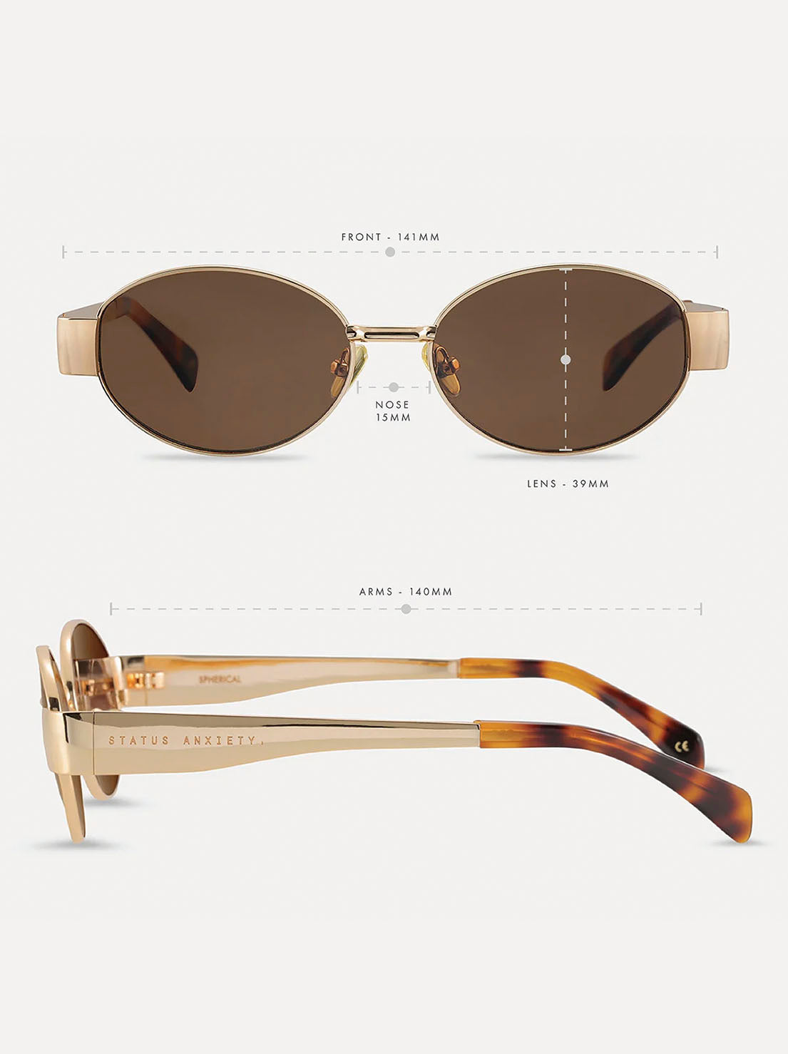 Status Anxiety - Spherical Sunglasses - Gold