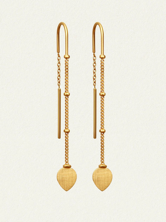 Temple of The Sun - Hanging Lotus Earrings - Gold