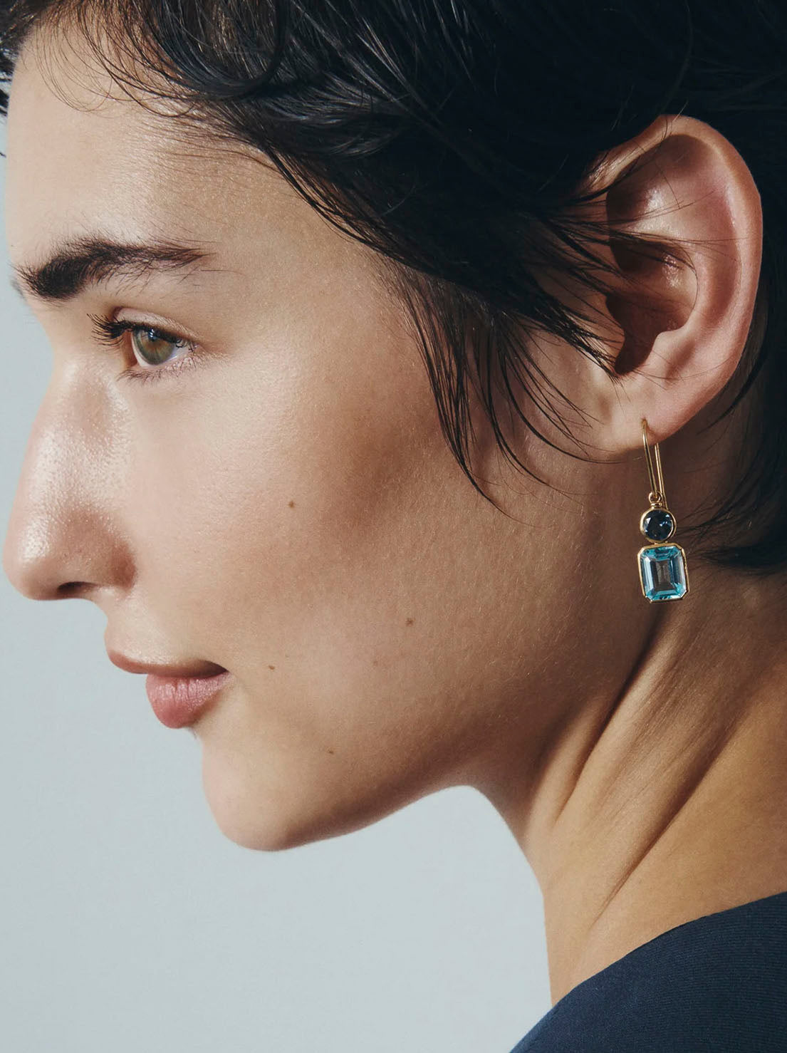Temple of the Sun - Aqua Earrings - 18k Gold Vermeil