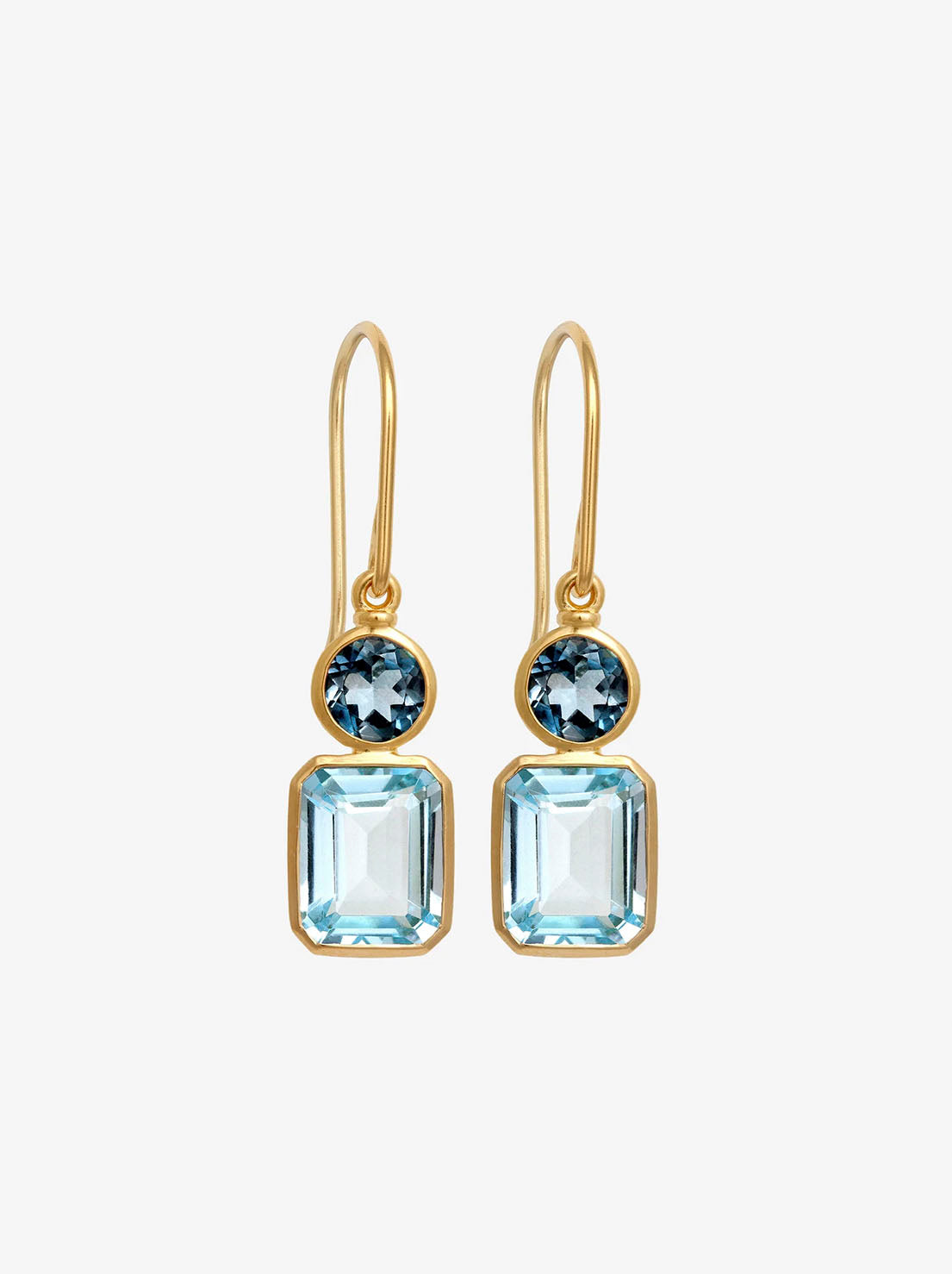 Temple of the Sun - Aqua Earrings - 18k Gold Vermeil