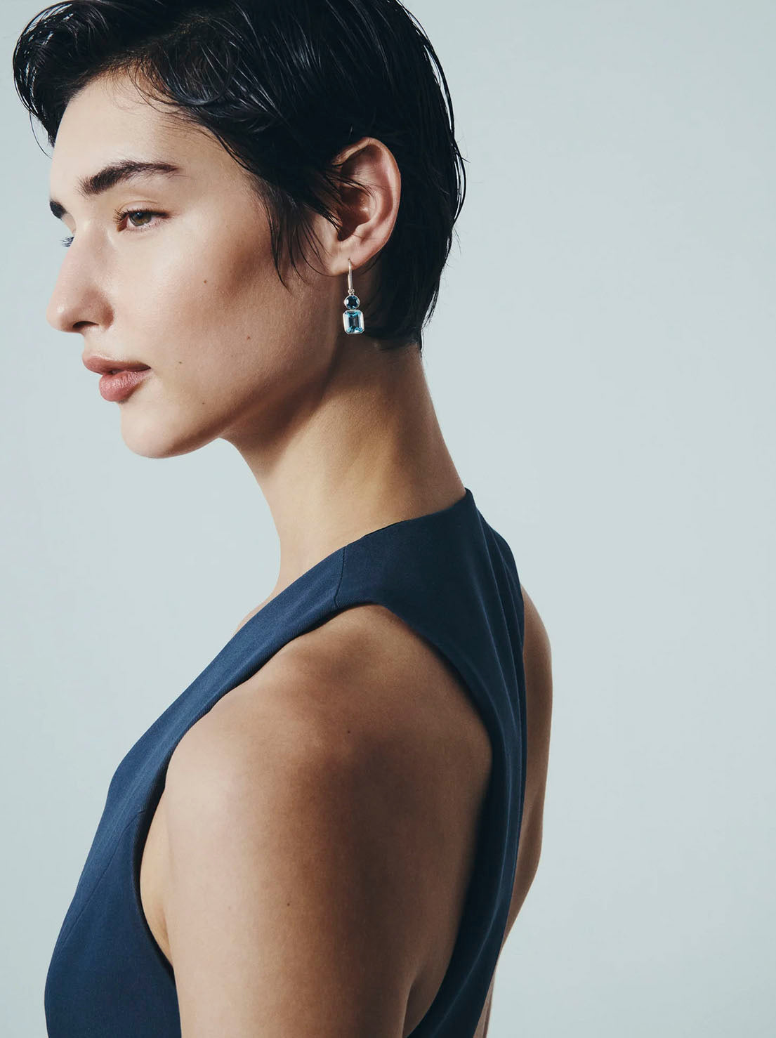 Temple of the Sun - Aqua Earrings - Sterling Silver
