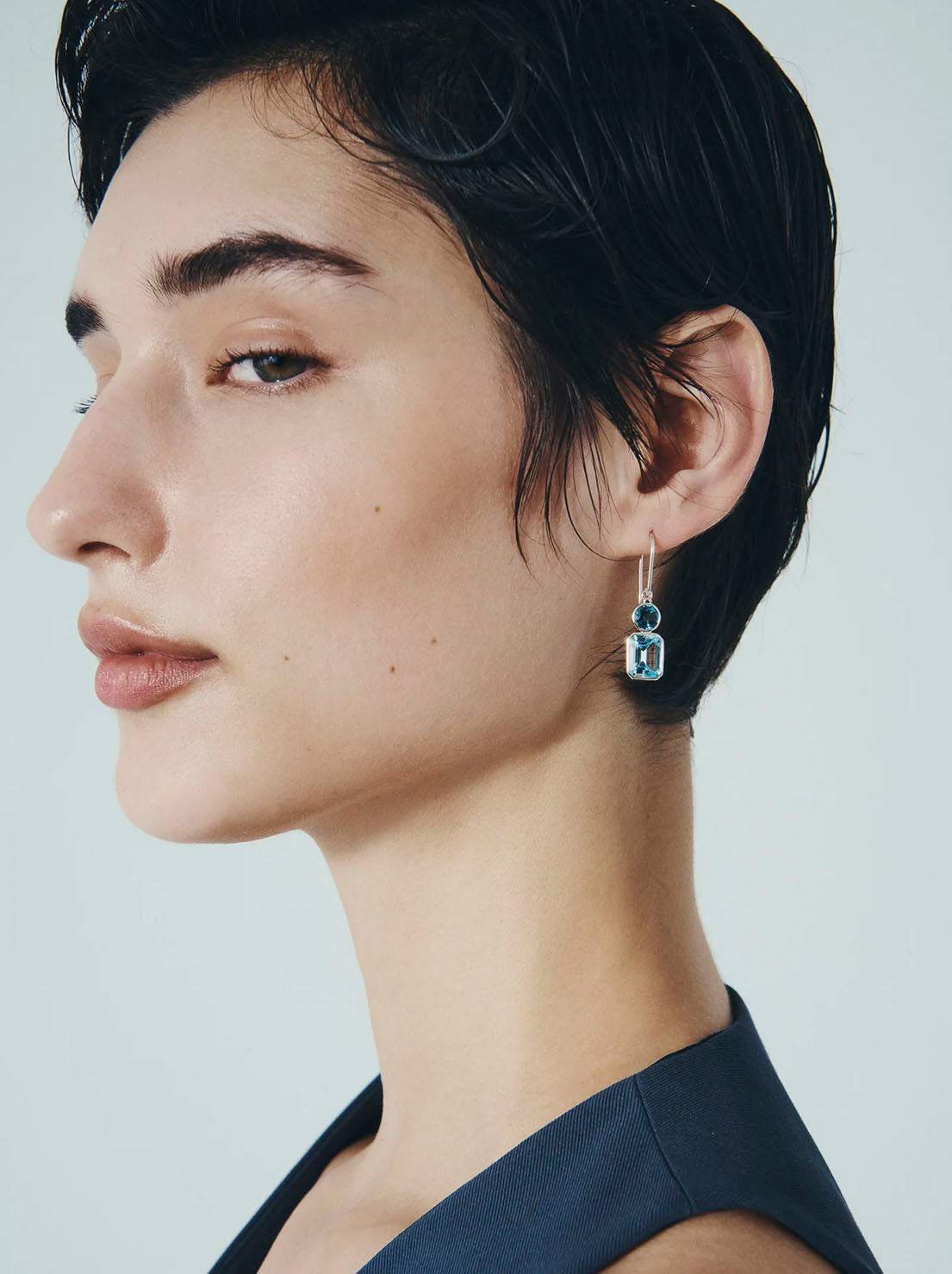 Temple of the Sun - Aqua Earrings - Sterling Silver
