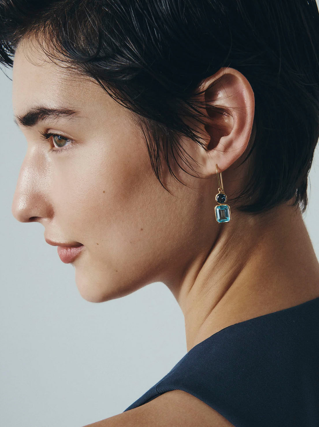 Temple of the Sun - Aqua Earrings - Sterling Silver