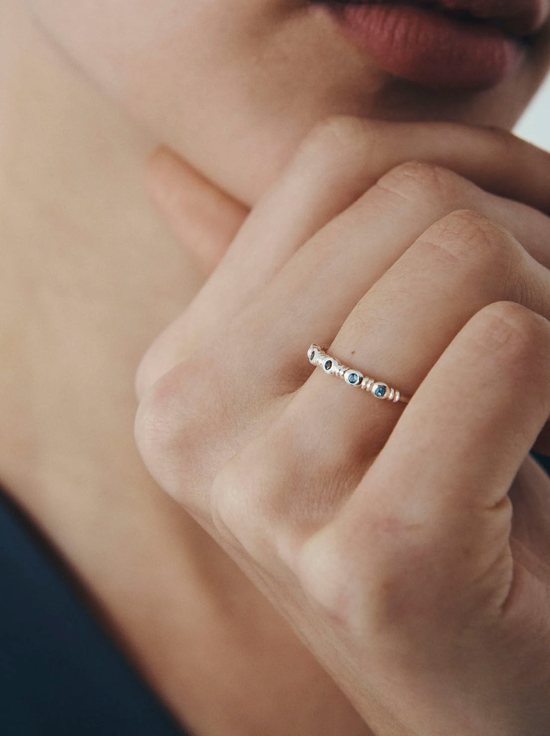 Temple of the Sun - Aqua Ring - Sterling Silver