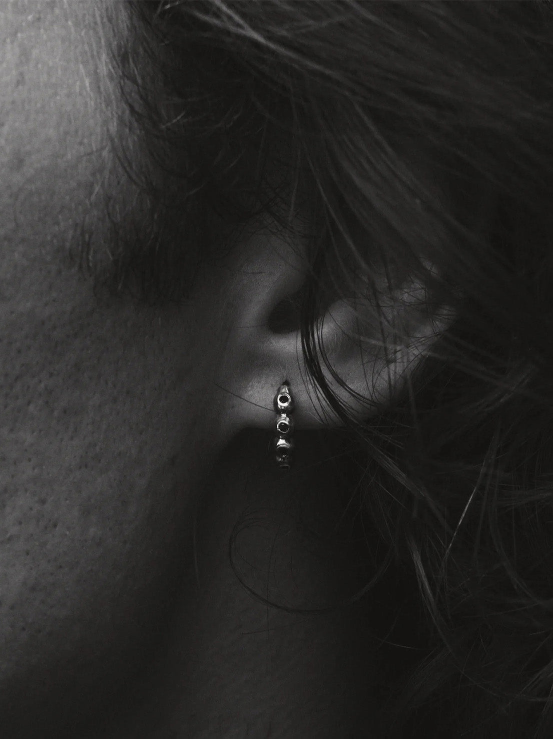 Temple of the Sun - Ayana Huggies Earrings - Silver / Topaz