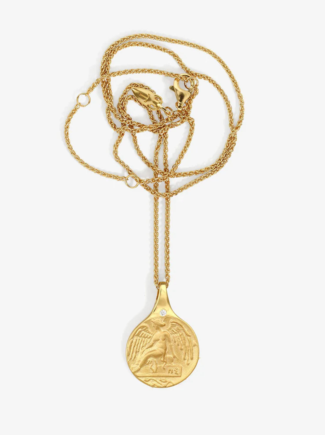Temple of the Sun - Guardian Angel Necklace - Diamond - 18k Gold Vermeil