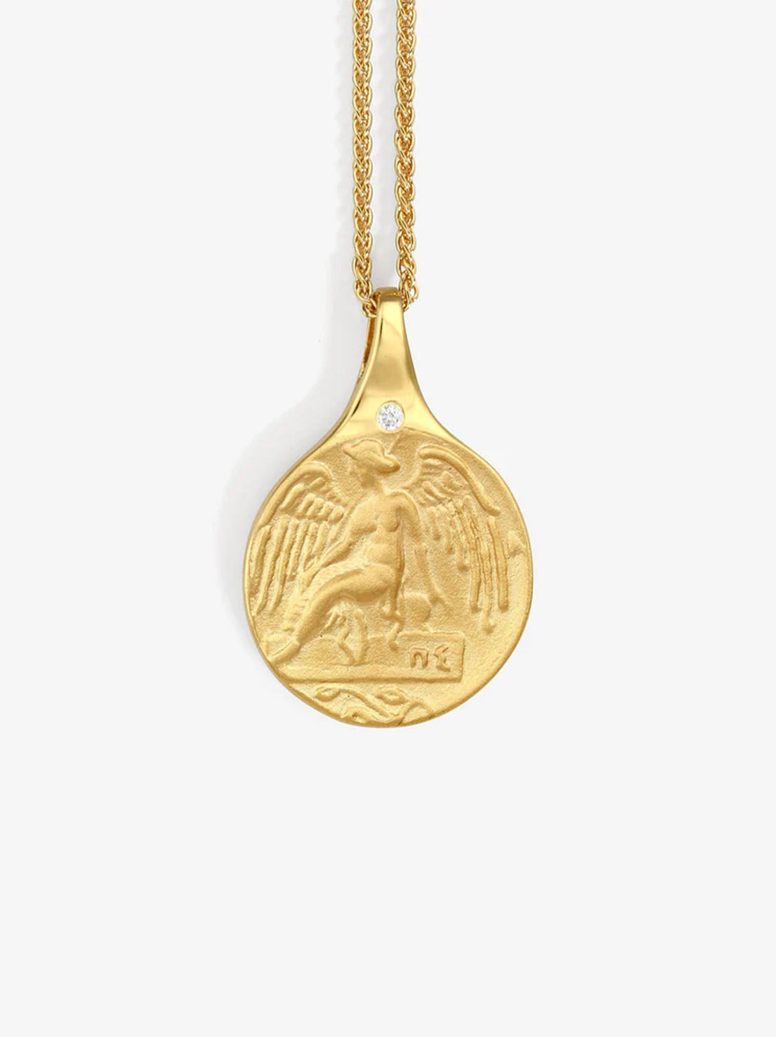 Temple of the Sun - Guardian Angel Necklace - Diamond - 18k Gold Vermeil