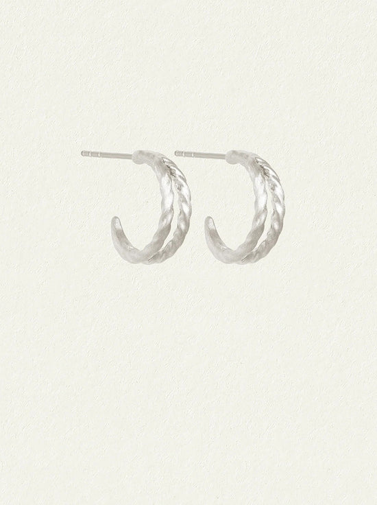Temple of the Sun - Priam Split Hoop Earrings - Silver