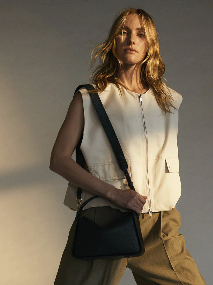 The Horse - Clementine Bag - Dark Navy Pebbled Leather with Gold – Abicus
