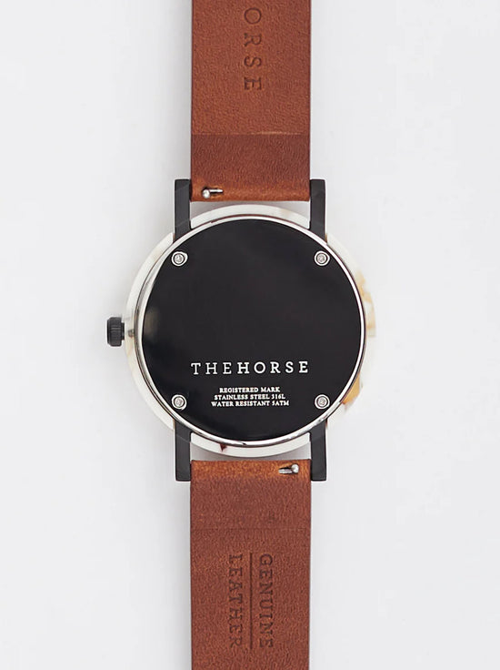 The Horse - Resin Watch in Nougat Shell/ White Dial/ Tan Band