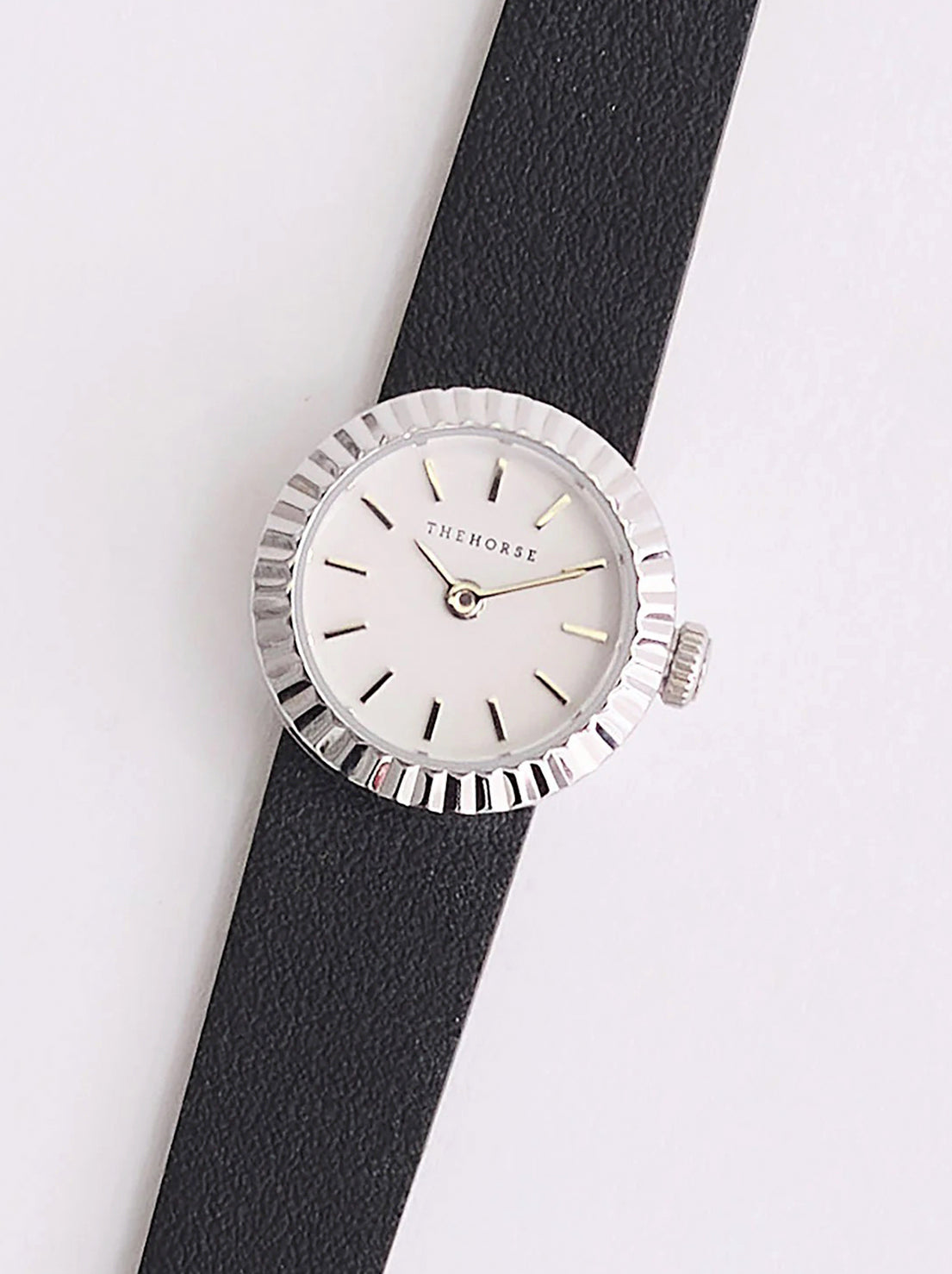 The Horse - The Dot Watch - Polished Silver / White Dial / Black Leather