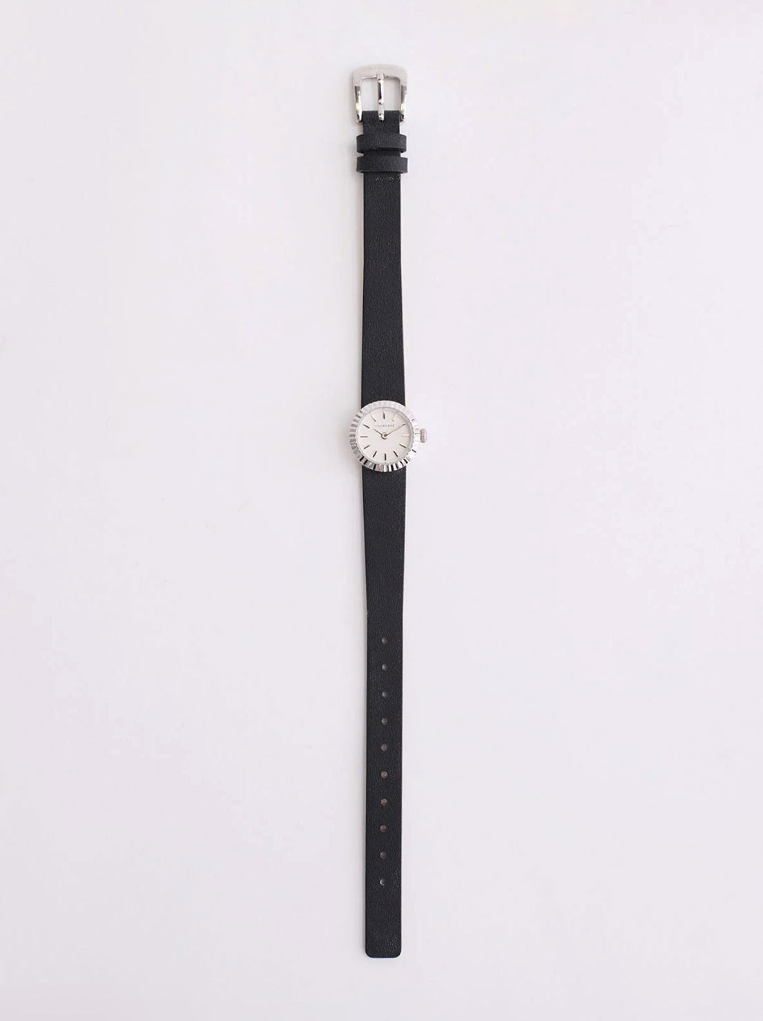 The Horse - The Dot Watch - Polished Silver / White Dial / Black Leather