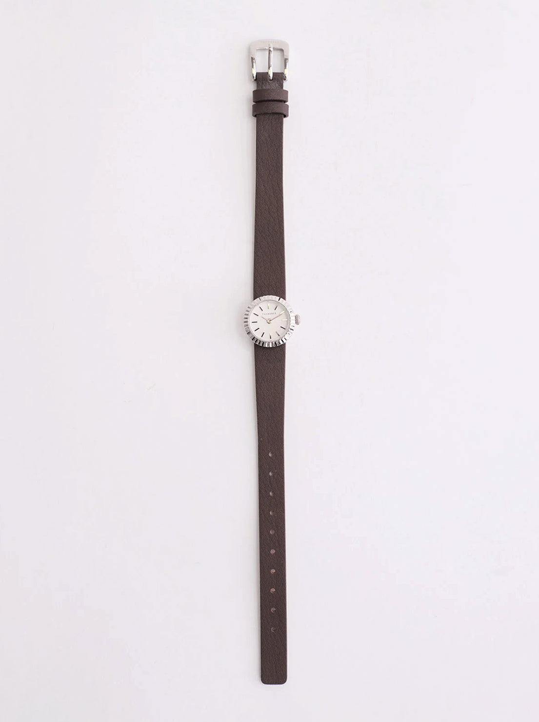 The Horse - The Dot Watch - Polished Silver / White Dial / Coffee Leather