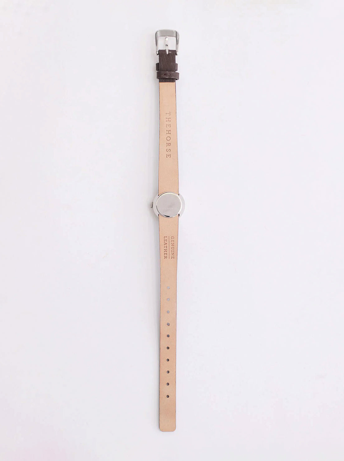 The Horse - The Dot Watch - Polished Silver / White Dial / Coffee Leather