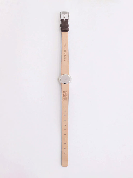 The Horse - The Dot Watch - Polished Silver / White Dial / Coffee Leather